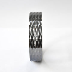 A vertical close-up shot of the WENDOUGEE espresso dosing funnel band showcasing the crisp laser-etched WENDOUGEE logo in English and Chinese.